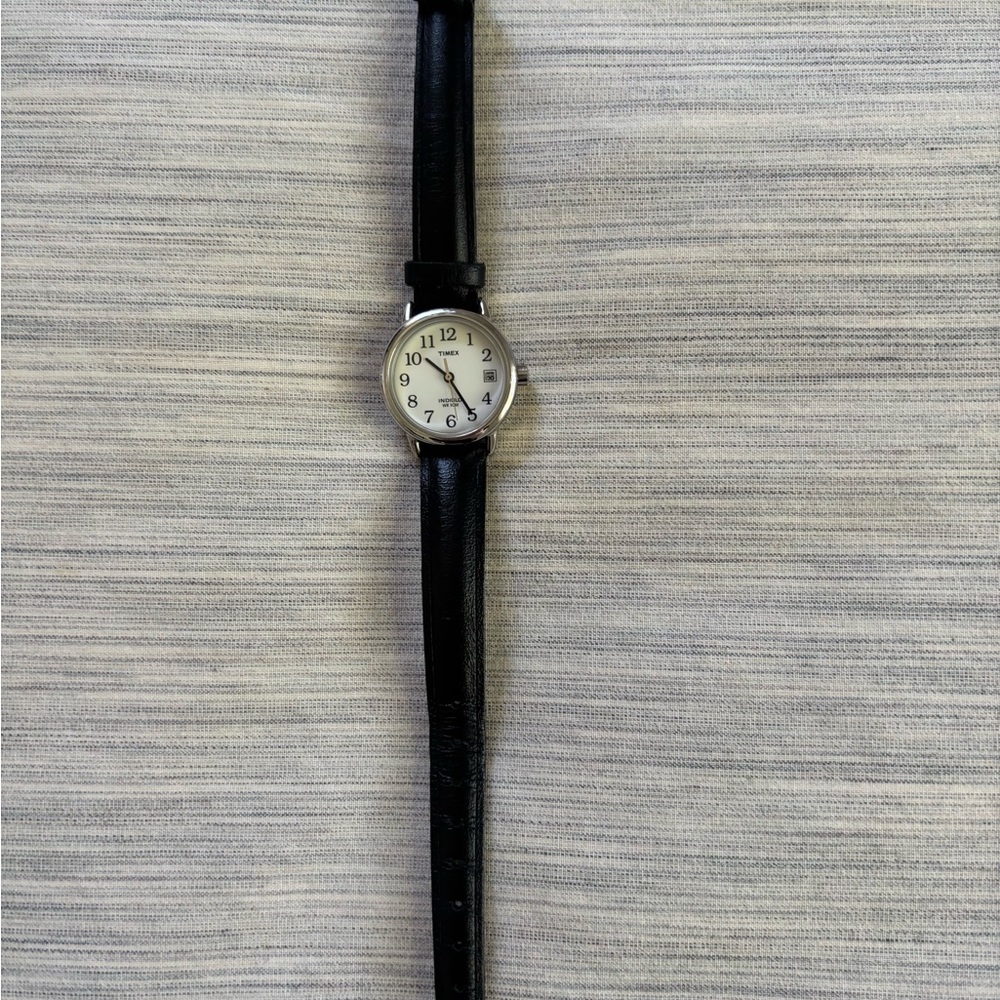 Classic Black Leather Watch Timex